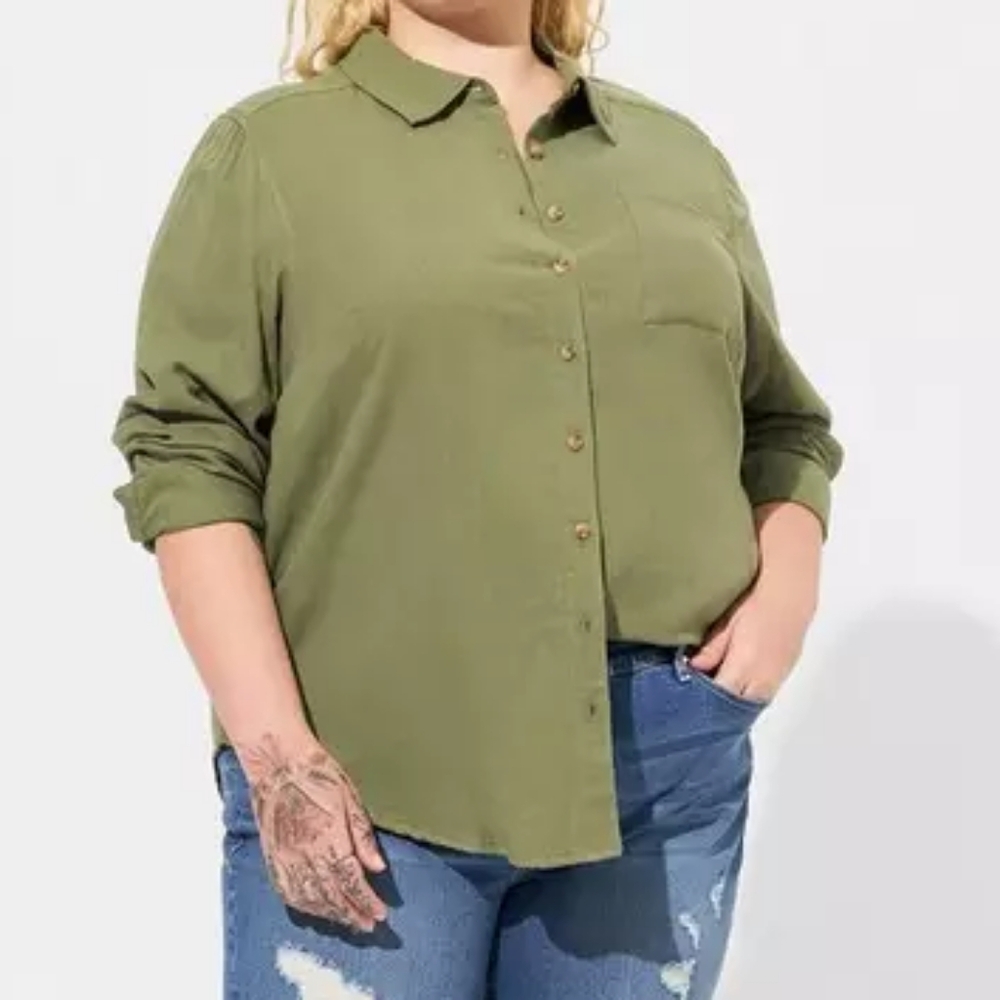 Torrid Sage Green Collared Button Up Long Sleeve Shirt - Picture 10 of 10